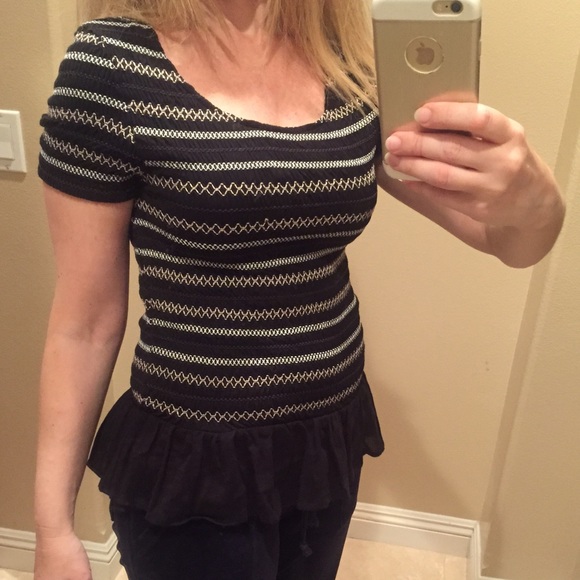 NWOT Anthropologie Smocked Peplum MeadowRue Top S - Picture 2 of 4