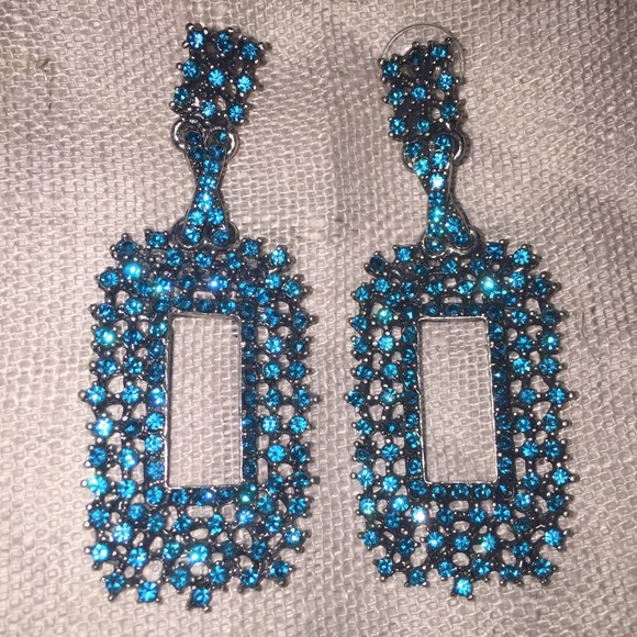 Turquoise Crystal Chandelier Earrings
