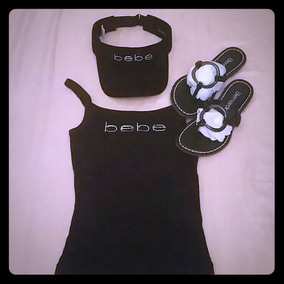 Gently Loved bebe Rhinestone Tennis Visor OS