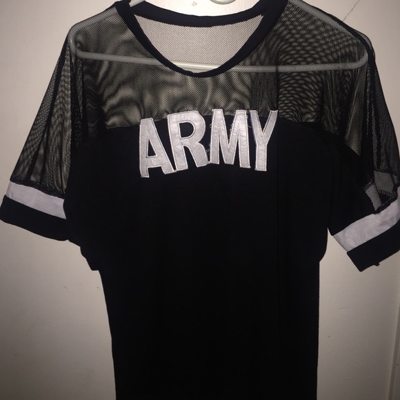 ARMY SEE THRU BLACK SHIRT