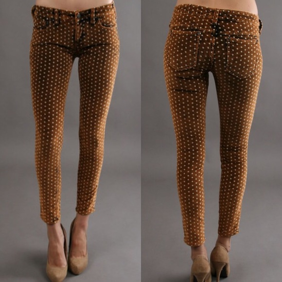 Free People Pants - Free People pants brown with white polkas dots