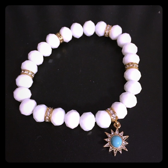 Juicy Couture Jewelry - White Beaded Stretch Charm Bracelet