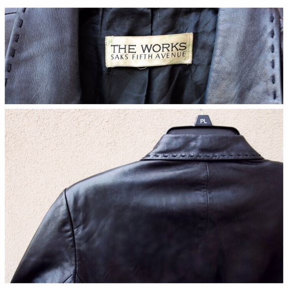 SAKS FIFTH AVENUE "The Works" Leather Jacket - Picture 2 of 3
