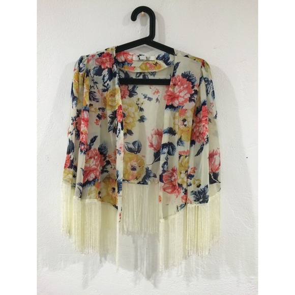 Fringed floral cover up