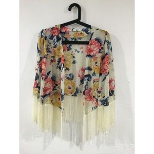 Fringed floral cover up