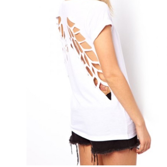 πΈ HP πΈWhite Laser cut out back Tee - Picture 2 of 3