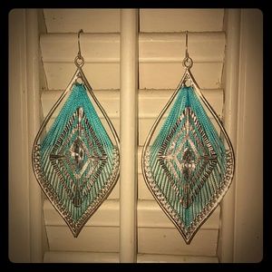 NWOT Turquoise & silver dangle statement earrings