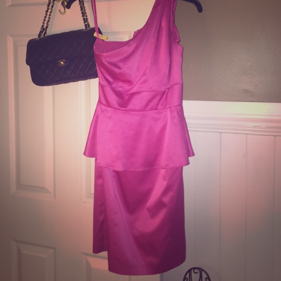 One shoulder pink cocktail dress