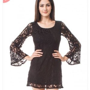 Black lace dress with bell sleeves!