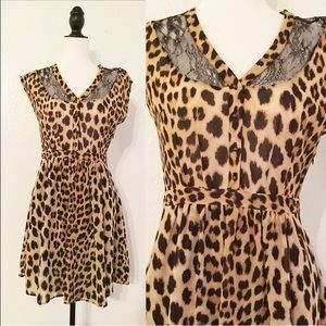 🎉😊 Leopard Dress w/ lace detail at top.