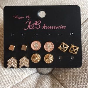 Stud Earrings Assortment - 5 pairs