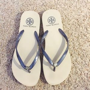 Navy Blue Tory Burch flip flops