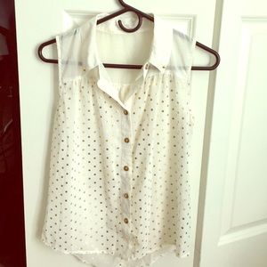 Gold Polka Dot Sheer Tank