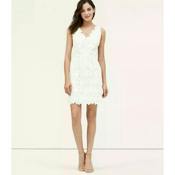 LOFT Floral Lace Overlay Dress Size 8