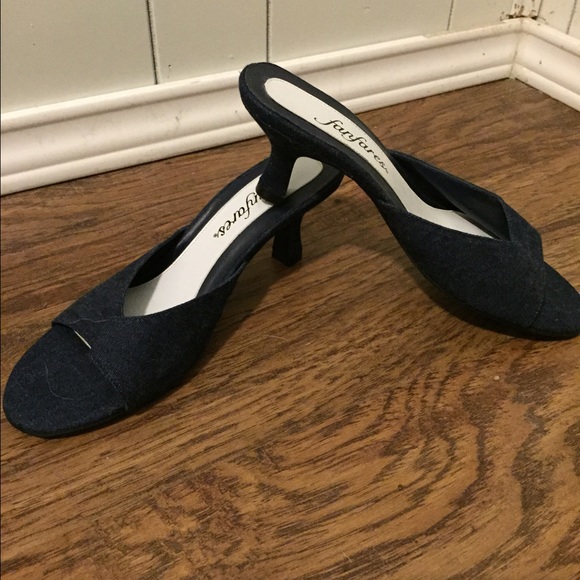 New Jean slip on sandals with low heel.