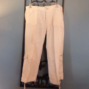 Lucky Brand off white Linen capris.