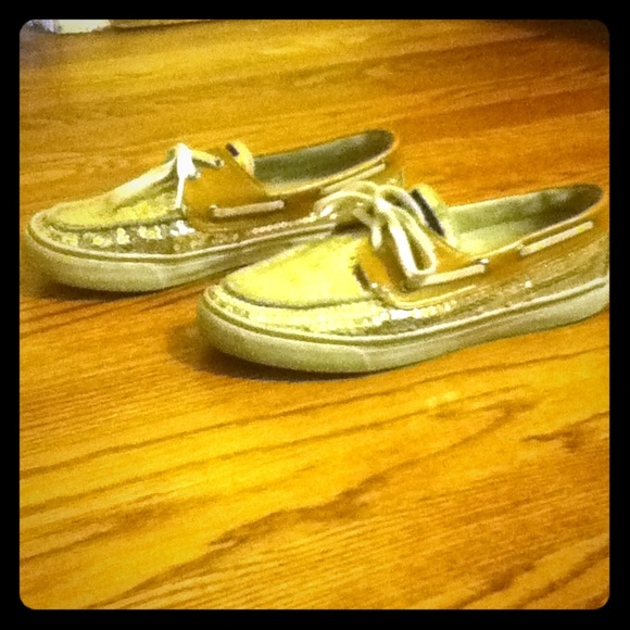 Gold sequined Sperrys