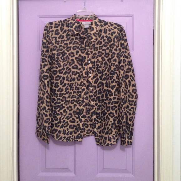 cheetah Print Button Up Top