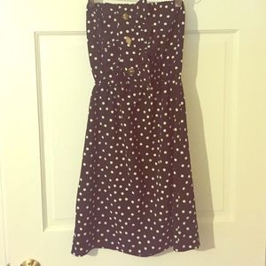 Strapless polka dot black and white dress