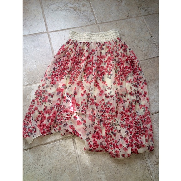 High Low Floral Skirt
