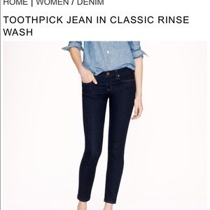 Jcrew toothpick Jean 24 ankle