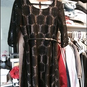 Yumi vintage inspired lace overlay dress