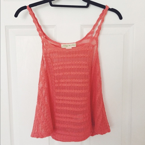 Urban Outfitters coral crochet-like tank top