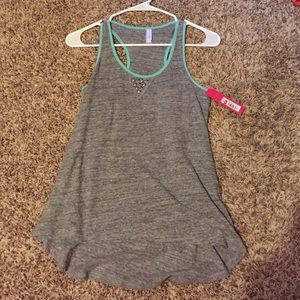 Gray with teal trim tank top