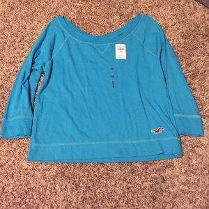 Hollister blue quarter length sleeve tee