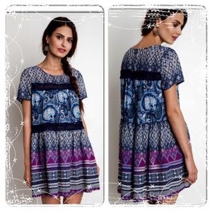 Blueberry and Purple Paisley Boho Dress
