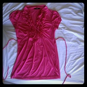Hot pink short slave women's top blouse