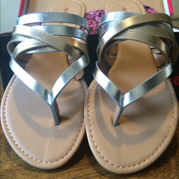 Brand new silver and gold sandals, 8.5.