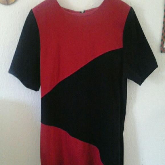 M.H.M. red and black dress ~~ size 10/tall - Picture 1 of 4