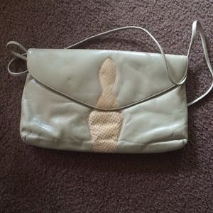 Vintage Cream Snake Skin Clutch