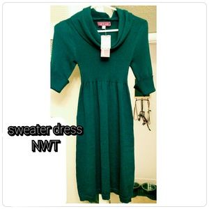 Cowl neck sweater dress