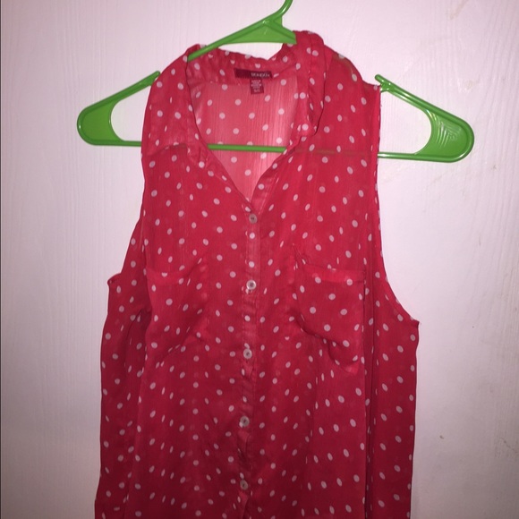Shoulder cold polka dot shit (red) - Picture 2 of 2