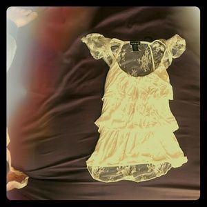 Tiered lace white top