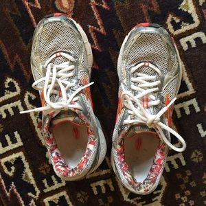 Cute gray and orange running sneakers