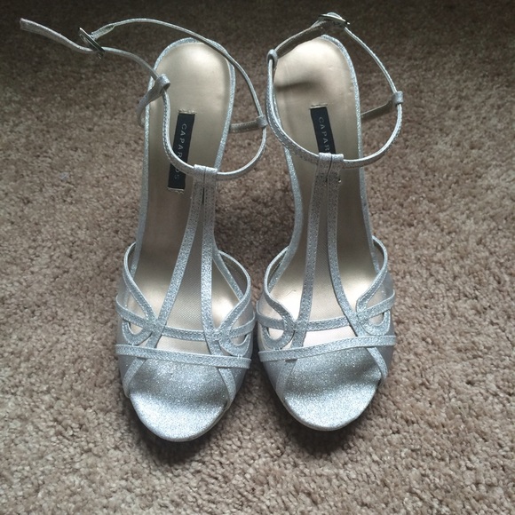 Silver sparkly Caparros heels.