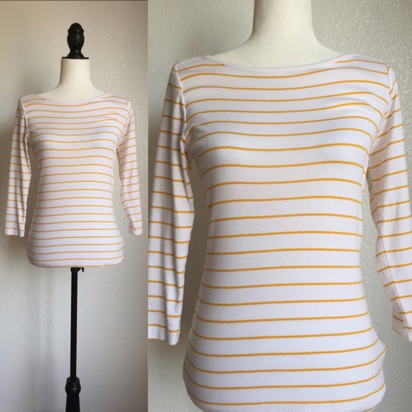 🎉😊Yellow and white pinned stripped top!