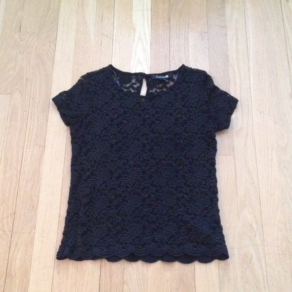 Black lace floral print top