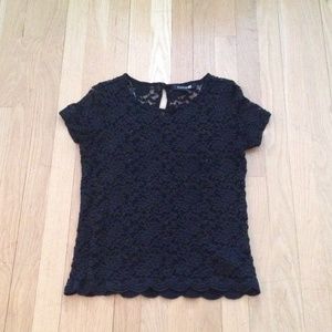 Black lace floral print top