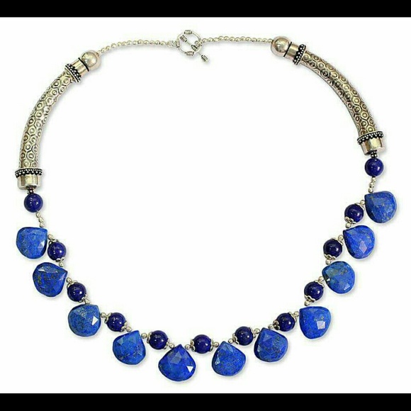 Heavy Sterling Silver Lapis Lazuli Necklace