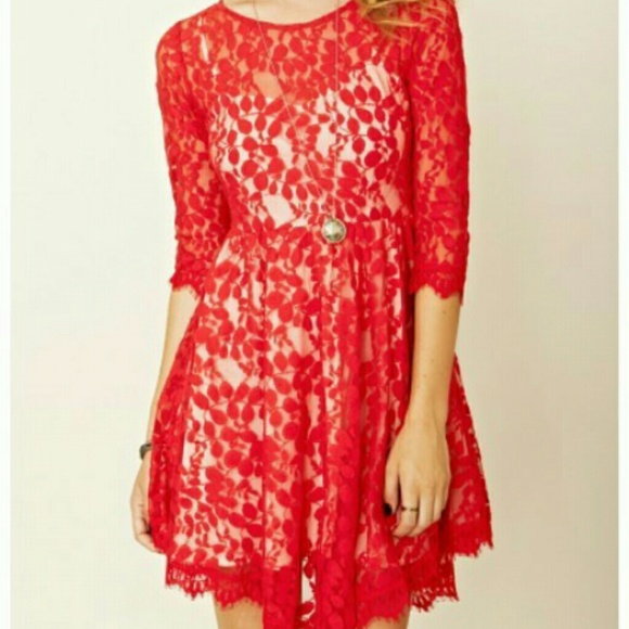 Red lace dress