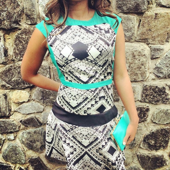 Esley Dresses & Skirts - Aztec turquoise and black dress