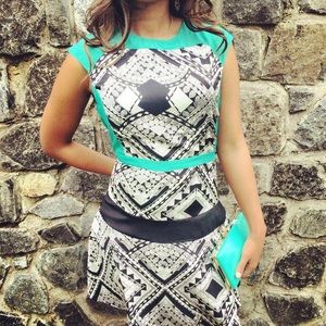 Aztec turquoise and black dress