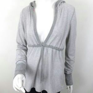 Victoria’s Secret PINK Gray White Striped V-Neck M