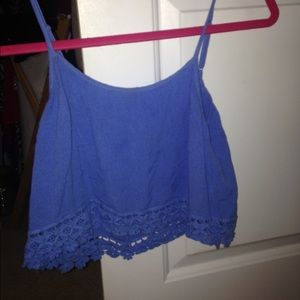 Cute blue crop top with lace lining