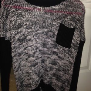 Long purple-grey & black warm knit sweater