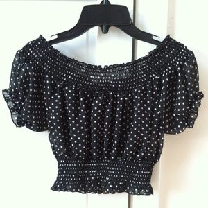 Off Shoulder POLKA DOT Crop Top